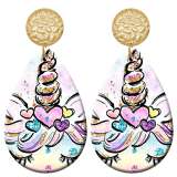 20 styles Cat unicorn  Acrylic Painted stainless steel Water drop earrings