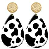 20 styles Cow leopard print skull  pattern  Acrylic Painted stainless steel Water drop earrings