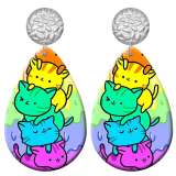 20 styles Cat unicorn  Acrylic Painted stainless steel Water drop earrings