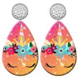 20 styles Cat unicorn  Acrylic Painted stainless steel Water drop earrings