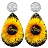 20 styles sunflower  pattern  Acrylic Painted stainless steel Water drop earrings