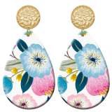 20 styles Pretty Flower pattern  Acrylic Painted stainless steel Water drop earrings