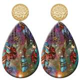 20 styles Pretty Flower pattern  Acrylic Painted stainless steel Water drop earrings