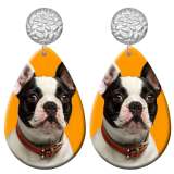 20 styles Pet cat and dog pattern  Acrylic Painted stainless steel Water drop earrings