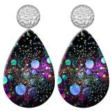 20 styles Pretty Flower pattern  Acrylic Painted stainless steel Water drop earrings