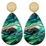 20 styles Green agate pattern Acrylic Painted stainless steel Water drop earrings