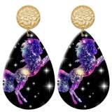 20 styles Cat unicorn  Acrylic Painted stainless steel Water drop earrings