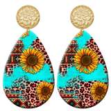 20 styles Western cowboy sunflower Dragonfly  pattern  Acrylic Painted stainless steel Water drop earrings