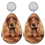 20 styles Pet cat and dog pattern  Acrylic Painted stainless steel Water drop earrings