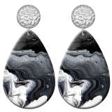 20 styles marble pattern Acrylic Painted stainless steel Water drop earrings