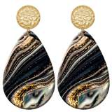 20 styles marble pattern Acrylic Painted stainless steel Water drop earrings