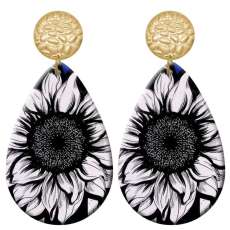 20 styles sunflower  pattern  Acrylic Painted stainless steel Water drop earrings