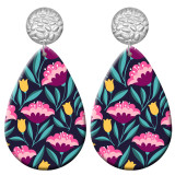 20 styles Pretty Flower pattern  Acrylic Painted stainless steel Water drop earrings