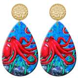20 styles Cartoon seahorse  pattern  Acrylic Painted stainless steel Water drop earrings