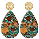 20 styles Western cowboy sunflower Dragonfly  pattern  Acrylic Painted stainless steel Water drop earrings