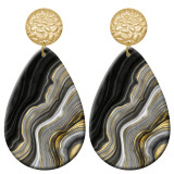 20 styles marble pattern Acrylic Painted stainless steel Water drop earrings