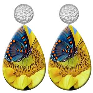 20 styles peacock  Butterfly  pattern  Acrylic Painted stainless steel Water drop earrings