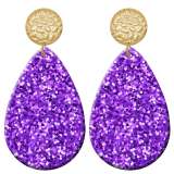 20 styles Bright powder pattern  Acrylic Painted stainless steel Water drop earrings