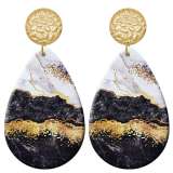 20 styles marble pattern Acrylic Painted stainless steel Water drop earrings