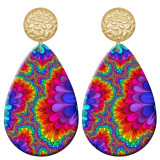 20 styles Colorful pattern  Acrylic Painted stainless steel Water drop earrings