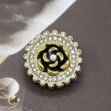 23MM Metal camellia pearl diamond snap button charms