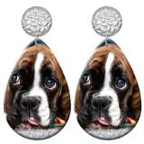 20 styles Pet cat and dog pattern  Acrylic Painted stainless steel Water drop earrings