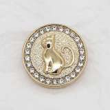 23MM Lovely cat bowknot metal Rhinestones snap button charms
