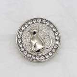 23MM Lovely cat bowknot metal Rhinestones snap button charms