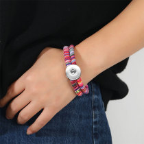 20MM Snaps button jewelry wholesale Ethnic style bracelet Bohemian style fabric multi-color woven bracelet