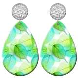 20 styles Transparent leaf pattern  Acrylic Painted stainless steel Water drop earrings