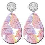 20 styles Transparent leaf pattern  Acrylic Painted stainless steel Water drop earrings