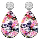20 styles Halloween skull pattern  Acrylic Painted stainless steel Water drop earrings