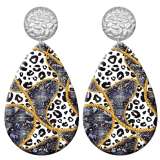 20 styles Leopard Pattern  Acrylic Painted stainless steel Water drop earrings