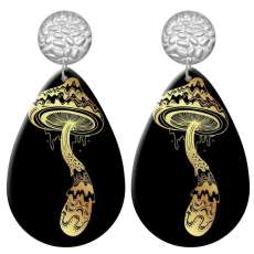 20 styles mushroom  pattern  Acrylic Painted stainless steel Water drop earrings