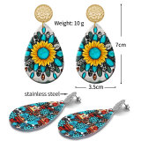 20 styles Colored leaf pattern  Acrylic Painted stainless steel Water drop earrings