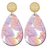 20 styles Transparent leaf pattern  Acrylic Painted stainless steel Water drop earrings