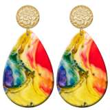 20 styles color Pretty pattern  Acrylic Painted stainless steel Water drop earrings