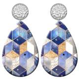 20 styles Diamond pattern  Acrylic Painted stainless steel Water drop earrings