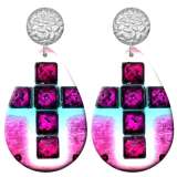 20 styles Faith Cross  Acrylic Painted stainless steel Water drop earrings