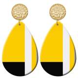 20 styles Yellow pattern  Acrylic Painted stainless steel Water drop earrings