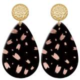 20 styles Pink pattern  Acrylic Painted stainless steel Water drop earrings