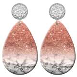 20 styles Pink pattern  Acrylic Painted stainless steel Water drop earrings