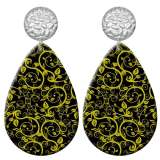 20 styles Colorful  pattern  Acrylic Painted stainless steel Water drop earrings