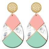 20 styles Pink  pattern  Acrylic Painted stainless steel Water drop earrings