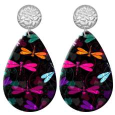 20 styles color Pretty pattern  Acrylic Painted stainless steel Water drop earrings