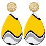 20 styles Yellow pattern  Acrylic Painted stainless steel Water drop earrings