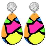20 styles color Pretty pattern  Acrylic Painted stainless steel Water drop earrings