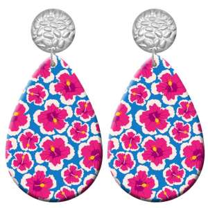 20 styles  Pretty Flower pattern  Acrylic Painted stainless steel Water drop earrings