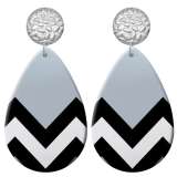 20 styles grey  pattern  Acrylic Painted stainless steel Water drop earrings