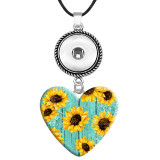 10 styles Western cowboy sunflower resin Painted Metal Pendant  20MM Snaps button jewelry wholesale
